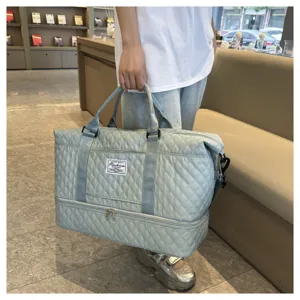 Grosse gesteppte ReiseDuffelTasche mit praktischem Bodenfach, leichte Wochenendtasche