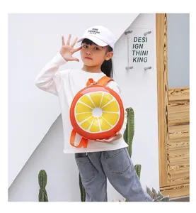 Kinder Orange Frucht geformte Rucksack Kinder niedlich runde Schultasche Detail Ansicht