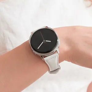 Elegant white leather replacement watch strap featuring slim design for smartwatches.