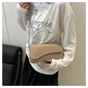 Women stylish solid color underarm shoulder bag minimalist elegant chic crossbody bag.