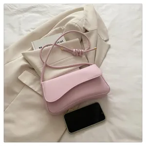 Chic pink underarm shoulder bag, stylish casual crossbody small square bag for modern women.