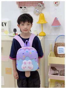 Süßer Cartoon Eiscreme Hase Kinder Rucksack mit LED Licht für den Kindergarten Alltag.