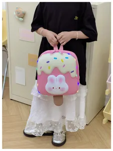Süßer Cartoon Eiscreme Kinder Rucksack mit LED Lichtern Kleinkind Schultasche rosa