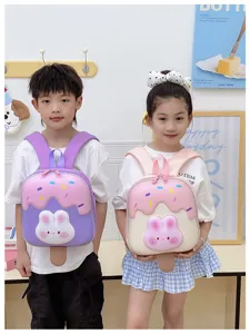 Niedlicher Eiscreme Kinder Rucksack für Kindergarten, leichte Hasen Schultasche für Kleinkinder