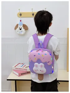 Niedlicher Kinder Rucksack leuchtendes Kaninchen Design Cartoon Schulranzen für den Alltag