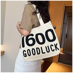 Canvas tote bag for women shoulder bag casual student handbag stylish printed shopper bag