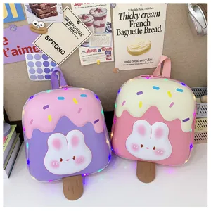 Niedlicher Eistüte Hase Kinder Schulranzen, schöner LED Licht Rucksack für Kindergarten Kinder.