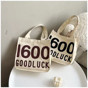 Canvas tote bag for women shoulder casual shopping bag student letter print handbag