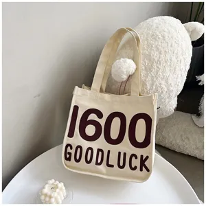 Canvas tote bag casual shoulder bag college style student handbag printed daily shopping bag