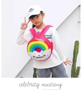 Kinder Regenbogen Donut Rucksack süße Freizeit Schultasche für Jungen und Mädchen Reise