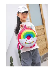 Süßer Regenbogen Donut Kinderrucksack für Kindergarten Jungen und Mädchen bunte Schultasche.