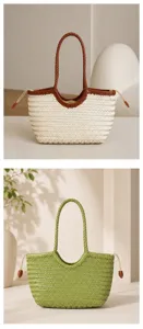 Sac cabas en cuir tressé style vintage grande capacité sac à main pour femmes détail.