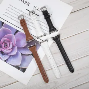 Slim leather watch strap replacement for Samsung Watch 9 8, elegant and durable accessory.