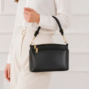 Women Genuine Leather Shell Bag Fashion Top-Layer Cowhide Crossbody Shoulder Bag Casual Handheld Handbag Metal Hardware