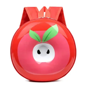 Niedlicher roter Apfel Kinder Rucksack, runde Hartschale Schulranzen für Jungen Mädchen.