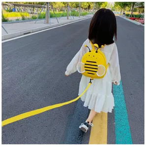 Cute bee toddler anti-lost backpack with safety leash, lovely cartoon animal design kids.
