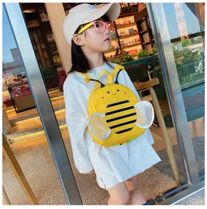 Toddler anti-lost cute yellow bee backpack for kids, lightweight baby school bag with cute wings.