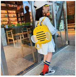 Toddler anti-lost cute yellow bee backpack for kids, adorable animal design children school bag.