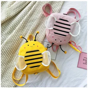 Cute toddler bee backpack with anti-lost strap, adorable wings and bright colors for kids.