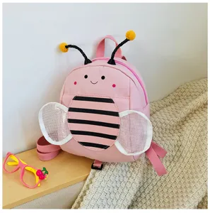 Cute pink bee toddler anti-lost backpack, perfect for daily use and outdoor travel safety.