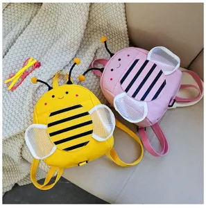 Cute cartoon bee toddler anti-lost backpack with cute mesh wings, comfortable toddler school bag.