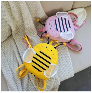 Cute cartoon bee kids backpack with mesh wings and comfortable straps for toddlers.