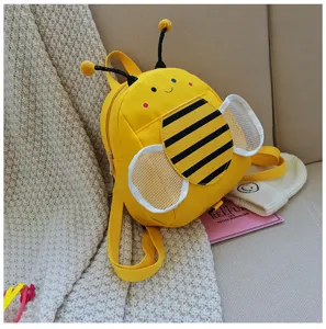 Cute toddler bee anti-lost backpack with wings and safety leash for daily kids use.
