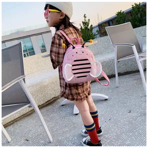 Toddler cute bee backpack children anti lost pink bag cute wings and lovely design for kids daily use.