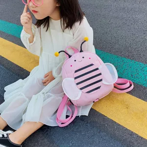 Toddler anti-lost cute bee backpack with safety rein for kids daily outdoor walking trips