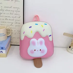 Süßer Eiscreme Hase Kinder Rucksack für Kindergarten, leichte süße Schultasche für Kleinkinder.