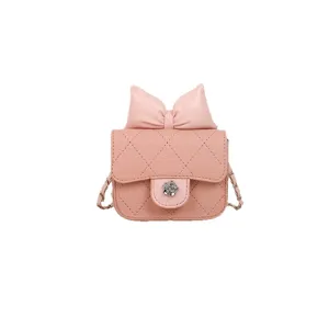 Mini quilted chain crossbody bag for women, stylish bow shoulder square bag for summer.