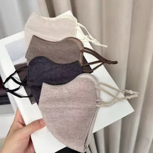 Mascarilla Facial Cálida de Invierno para Mujer Color Sólido Mezcla de Lana Espesada A Prueba de Frío A Prueba de Viento Transpirable