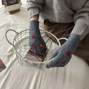 Korean style Christmas winter touch screen warm knit gloves, cozy and stylish long gloves.