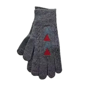 Women winter touchscreen knit gloves cozy grey thermal warm knitted gloves for cycling