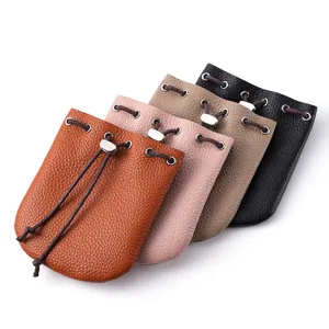 Bolsa con cordón de cuero genuino para monedas y joyas en cuatro colores clásicos.