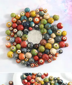 Jingdezhen ceramic round beads large hole DIY handmade jewelry accessories loose beads
