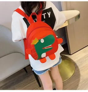 Sac à dos dinosaure mignon pour enfants en tissu oxford rouge léger cartable école enfants