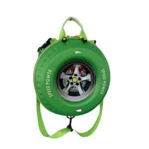 Kids 3D Car Tire Backpack Cute Green School Bag Casual Daypack For Kindergarten Boys Girls