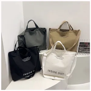 Canvas tote bag large capacity shoulder bag casual crossbody handbag stylish student bag