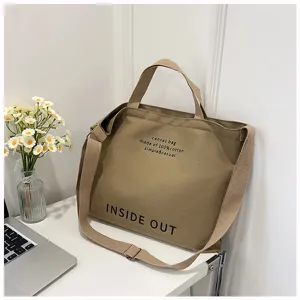 Canvas tote bag for women, large capacity crossbody and shoulder bag with cotton material.