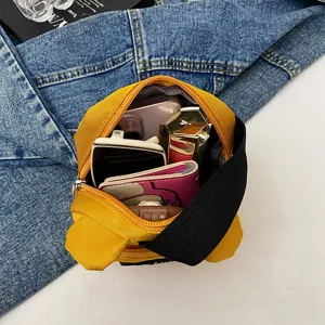 Yellow casual small handbag cute cartoon versatile tote bag lightweight large capacity daily use