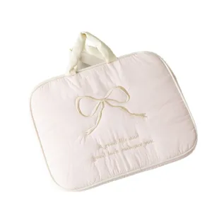 Funda Acolchada Rosa para Portátil con Bordado de Lazo Bonito y Asa para Almacenamiento Tablet