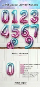 32 inch gradient starry number foil balloon for birthday wedding party decoration details.