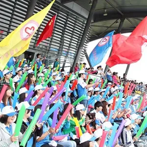 Inflatable cheering sticks detail view, colorful cheering props for sports events and concerts.