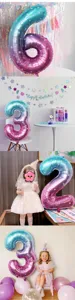 32 inch gradient starry number foil balloon for birthday party wedding decoration supplies