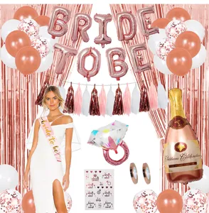 Bachelorette party decorations bride to be foil balloons pink gold party supplies kit