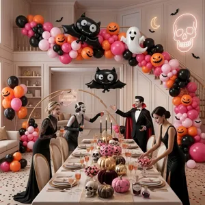 Halloween Luftballon Bogen Set mit Geist Fledermaus Folienballons für Party Deko