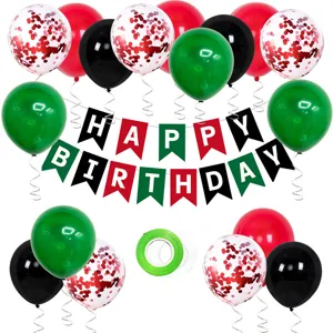 Birthday party balloon decoration set with colourful balloons and banner for celebration