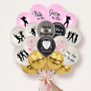 Bachelorette party latex balloons set, bridal shower wedding decoration props with text prints.