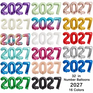 New Year Number Foil Balloons Metallic Aluminum Foil Balloon Holiday Party Celebration Event Decoration Supplies